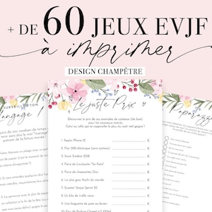 Jeux EVJF à imprimer - Pack de 60 Jeux Enterrement de vie de jeune fille en français - jeu evjf - jeux mariage - animations evjf - champêtre