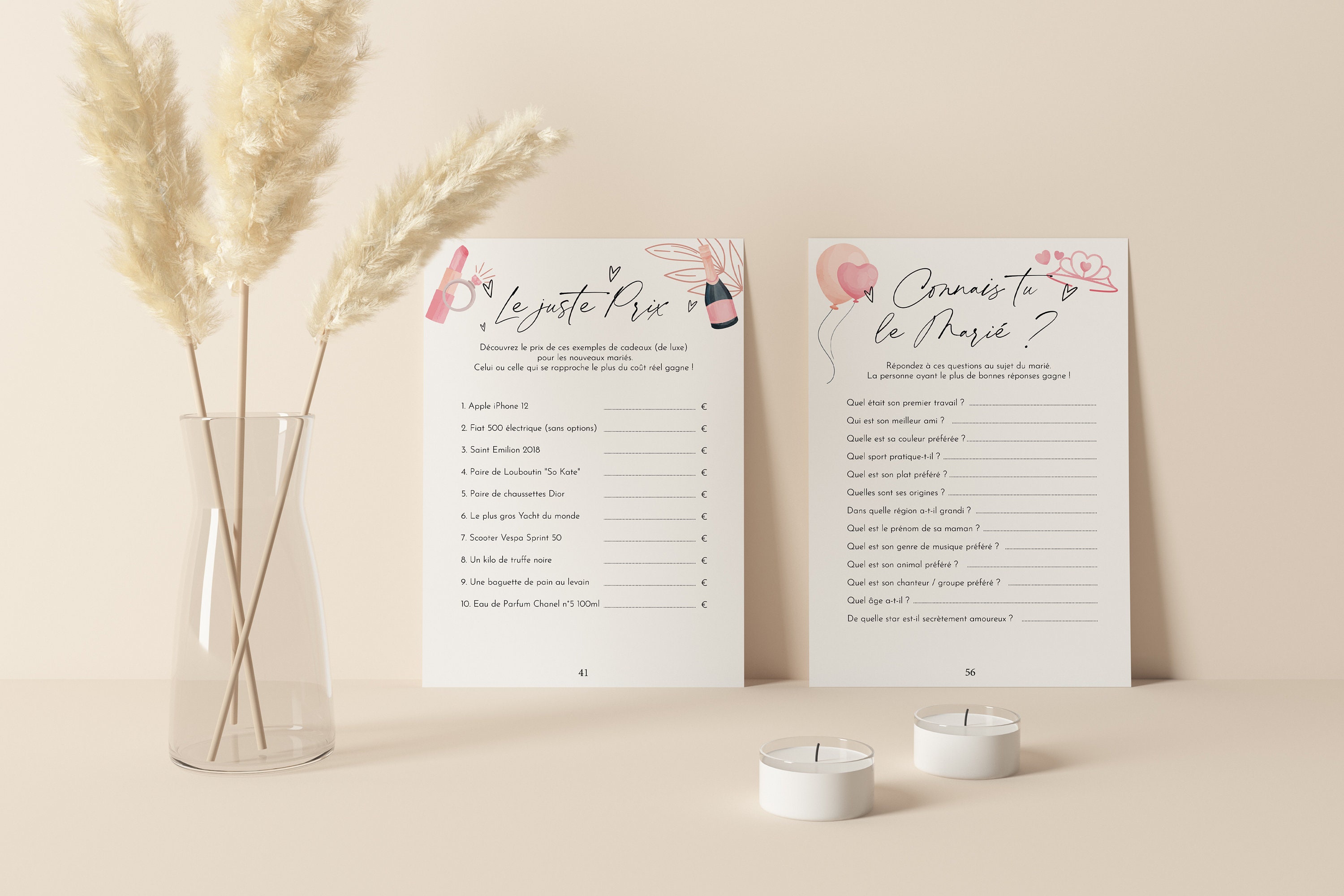 Jeux EVJF à imprimer Pack de 60 Jeux Enterrement de vie de jeune fille