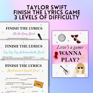 Taylor Finish The Lyrics Game – 3 Levels