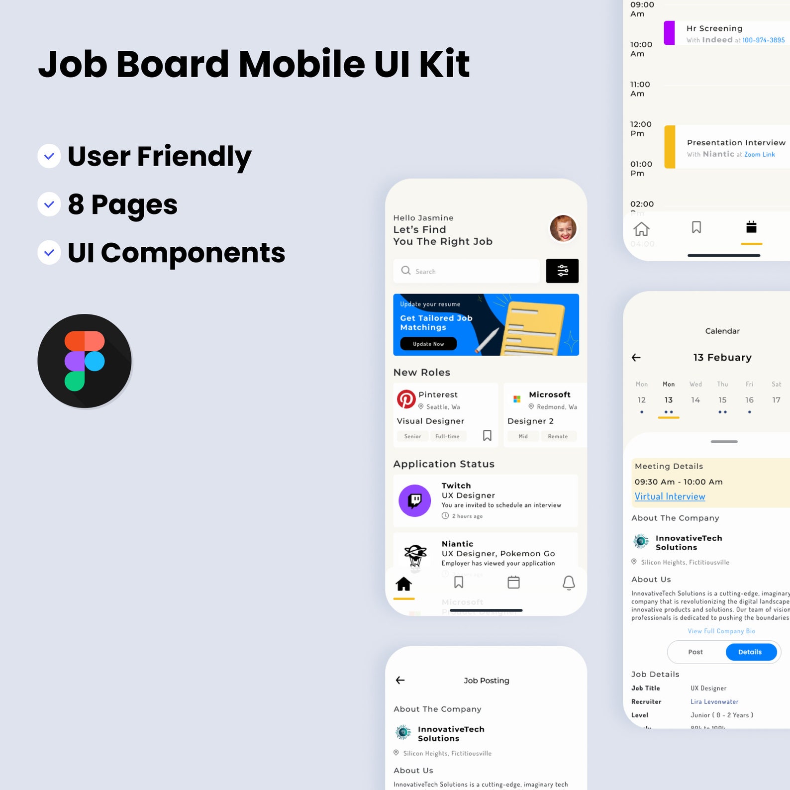 Job Board Mobile App UI Kit Template - Figma File - Etsy