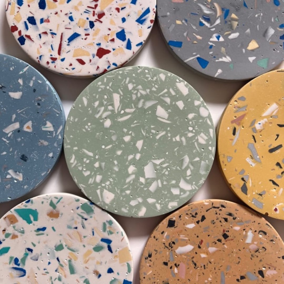 Jesmonite Terrazzo Coasters Ecoresin Coaster Jesmonite Coaster Etsy