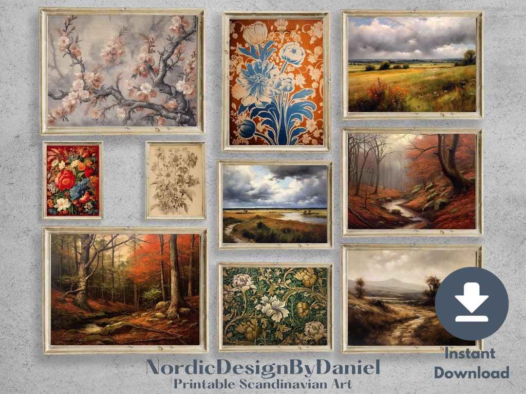 Image showcasing Nordic Autumn Gallery Wall Art Set Vintage Warm Tone Home - Etsy