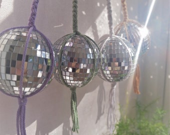 Macrame Disco Mirror Glitter Ball Home Decor or Wall Hanging Gift Idea