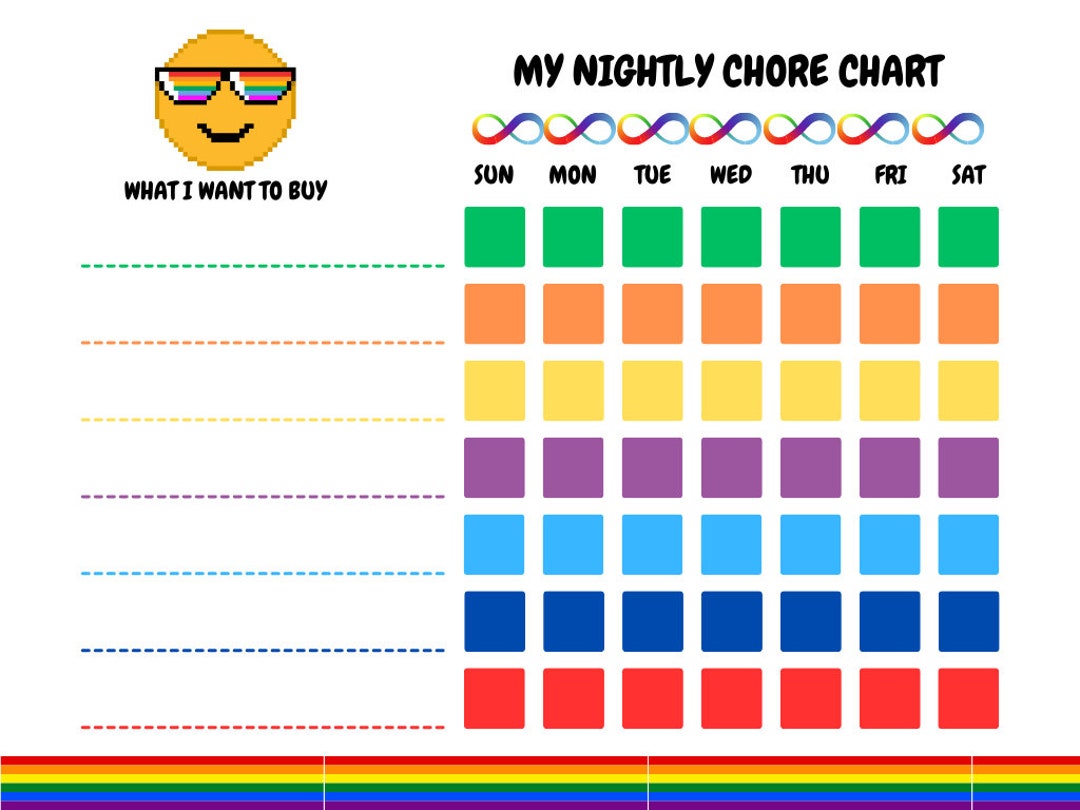 KIDS CHORE Chart...nightly...printable Digital - Etsy