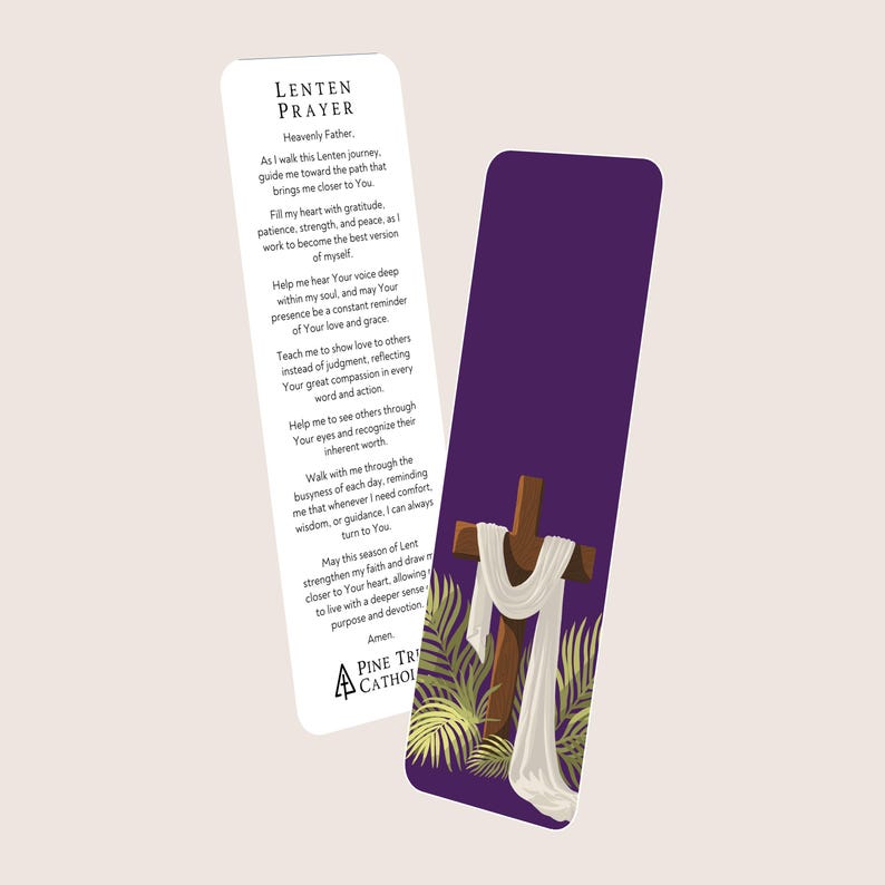 Lent Catholic Bookmark | Handcrafted | Pine Tree Catholic - Etsy