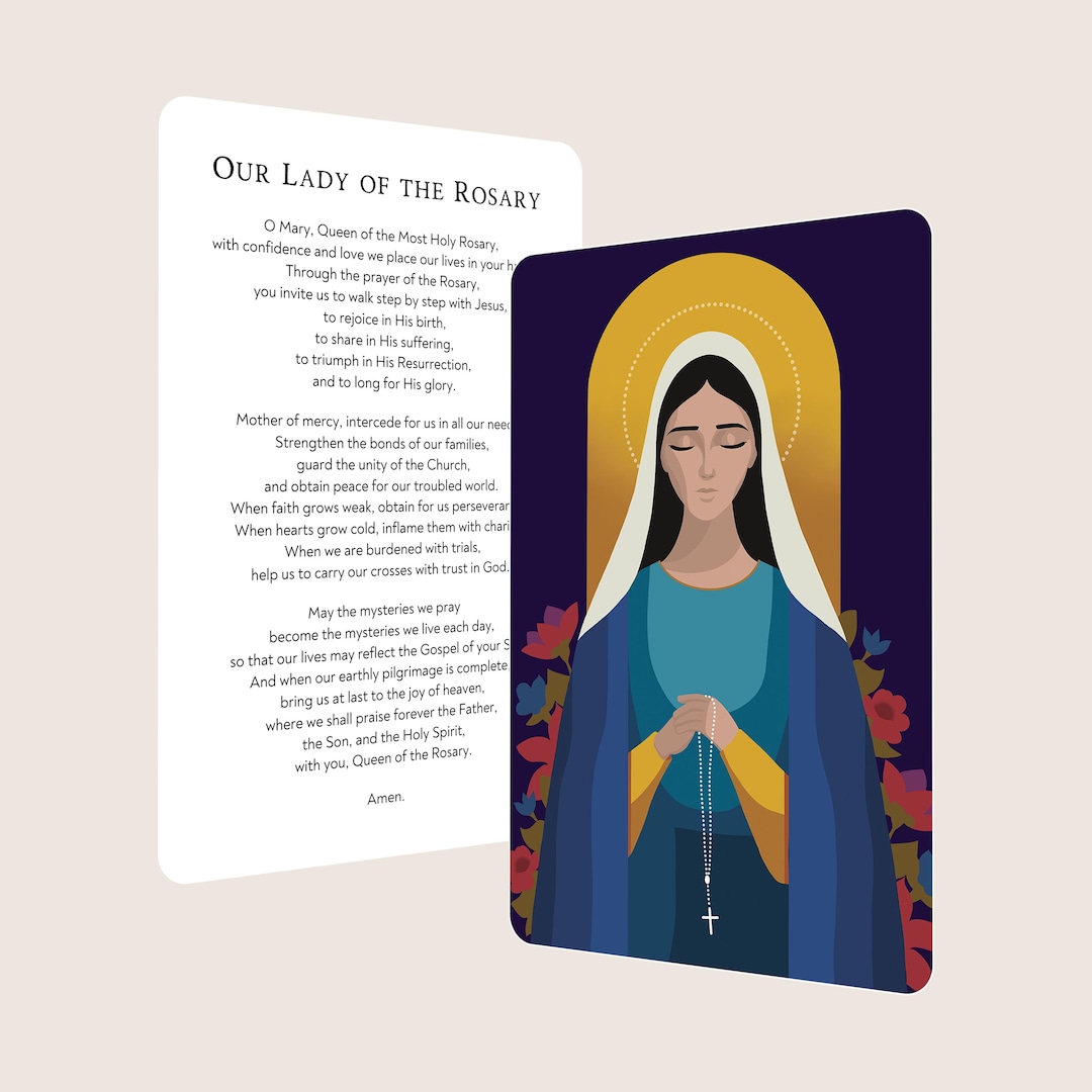 Our Lady of the Rosary Prayer Card - Etsy Australia