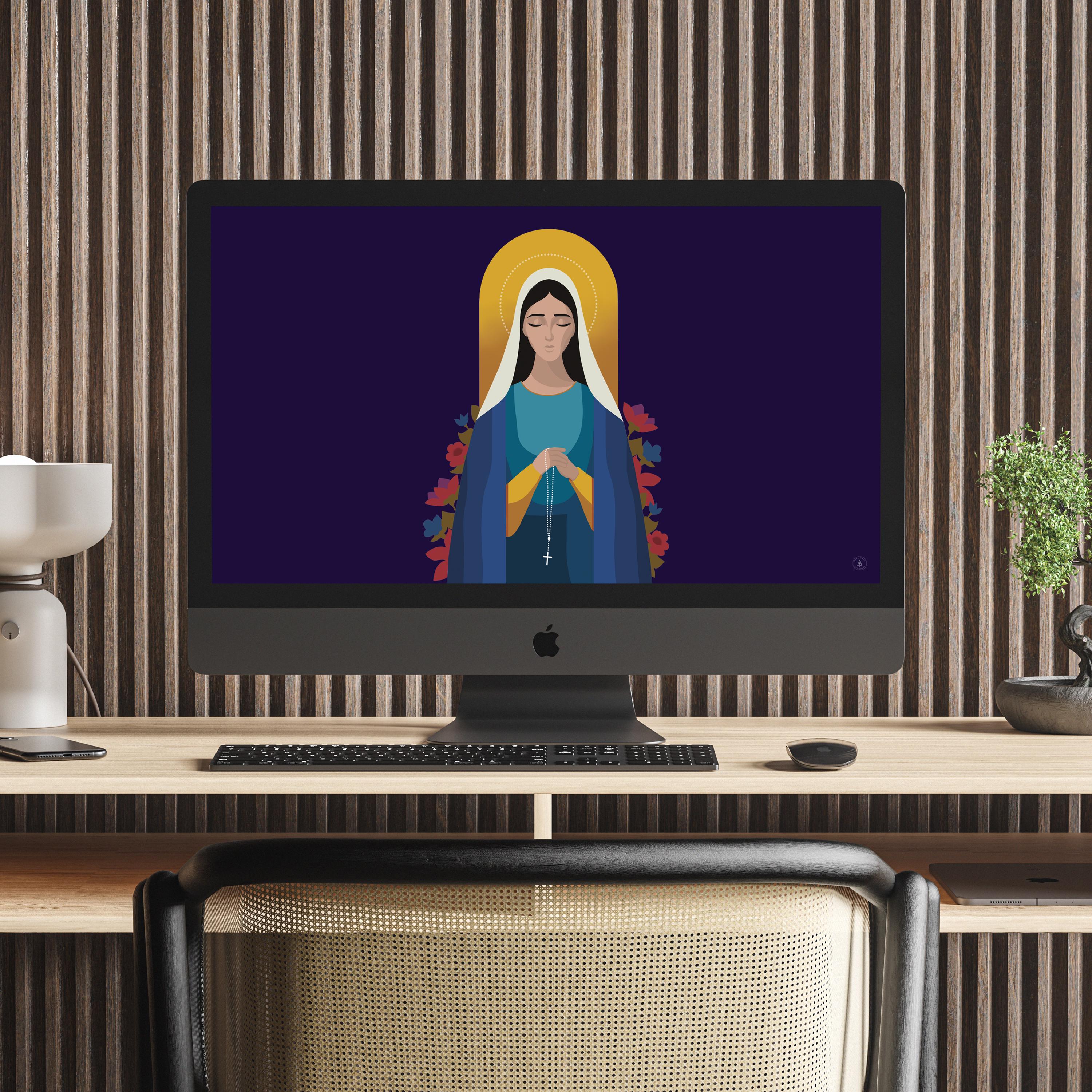 Our Lady of the Rosary Computer Digital Wallpaper Bundle - Etsy