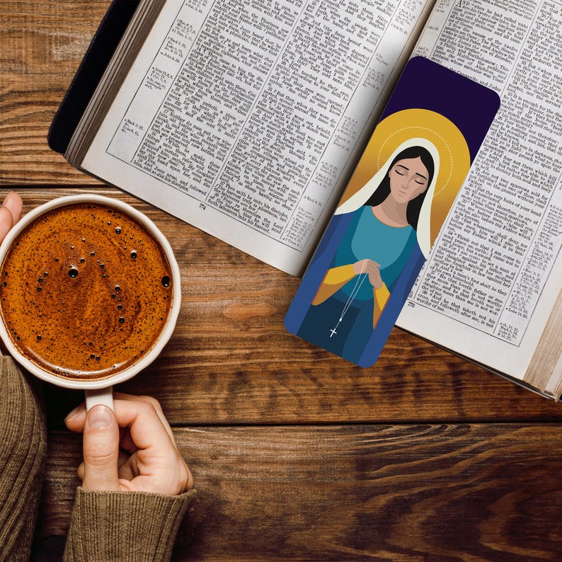 Our Lady of the Rosary Catholic Bookmark | Handcrafted | Pine Tree ...