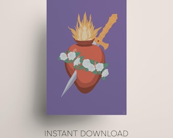 Immaculate Heart Printable Art Bundle | Catholic Digital Download | Multiple Sizes PNG & JPG