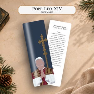 Segnalibro cattolico di Papa Leone XIV / Realizzato a mano / Albero di pino cattolico