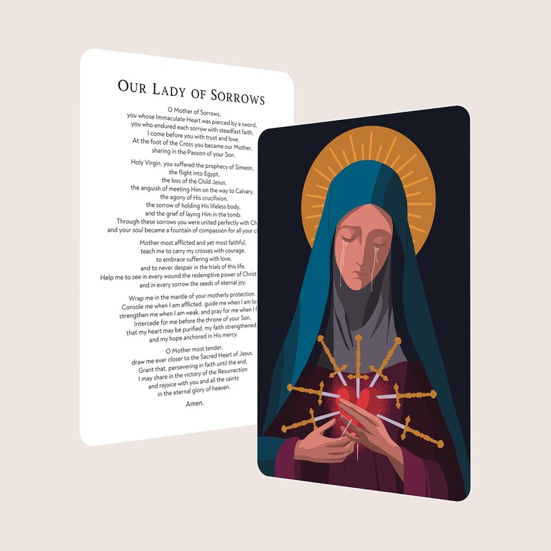 Our Lady of Sorrows Catholic Prayer Card | Holy Card (4"x6") - Etsy
