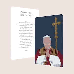 Immagine di preghiera premium di Papa Leone XIV / Design a doppia finitura per preghiera e riflessione / Elementi essenziali della fede cattolica