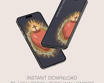 Sacred Heart Handy Hintergrundbilder | Katholische Digital Download | Mehrere Layouts