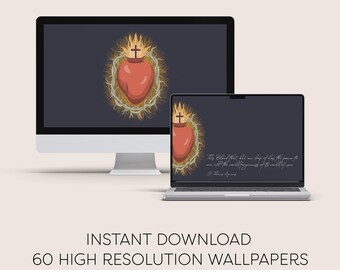 Sacred Heart Desktop Hintergrund | Katholische Digital Download | Mehrere Layouts
