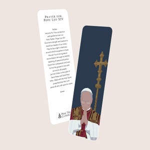 Marcador de página premium Papa Leão XIV | Marcador de página de oração católica com arte e oração | Presente de fé para devoção e reflexão