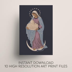 Blessed Virgin Mary Digital Art Print Download | Modern Catholic Wall Art for Home & Office | Faith-Inspired Décor