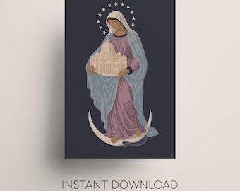 Blessed Virgin Mary Printable Art Bundle | Catholic Digital Download | Multiple Sizes PNG & JPG