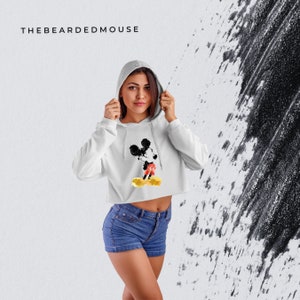 Women&#39;s Cropped Hooded Sweatshirt, Abstract Mickey Mouse, Disney hoodie, Disney Parks, Disney Sweatshirt, Mickey Sweatshirt, Women&#39;s Mickey
