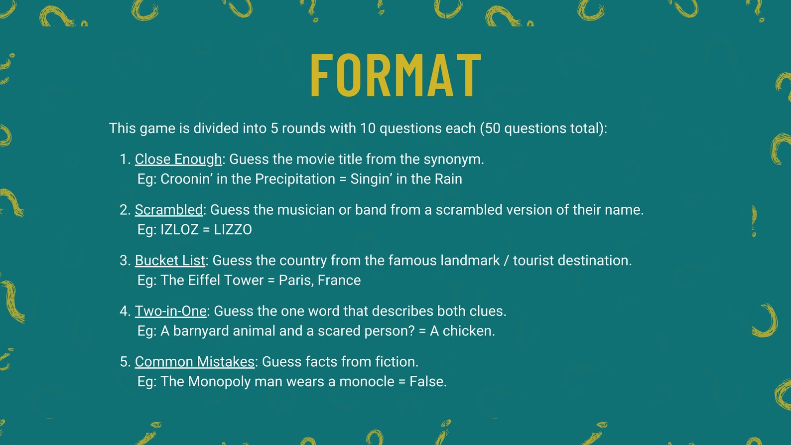 Trivia Set Ups Pub Trivia - Mixed Rounds | Printable Trivia Set - 5 Rounds, 50 ...