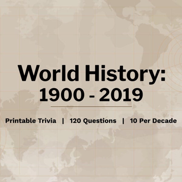 World History | 120 Printable Trivia Questions