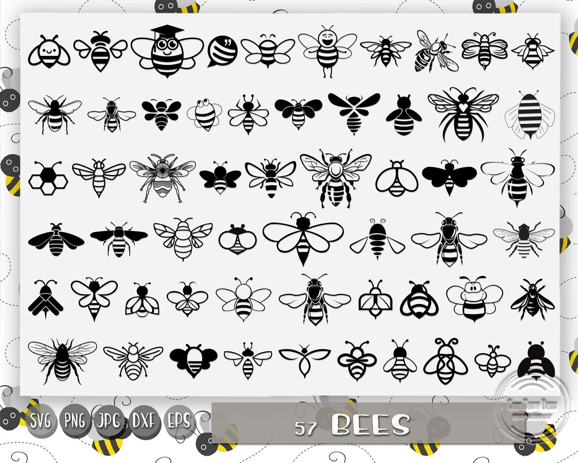 Bee Cut File Bee Clipart Bee Svg Bee Dxf Honey Bee Dxf Etsy