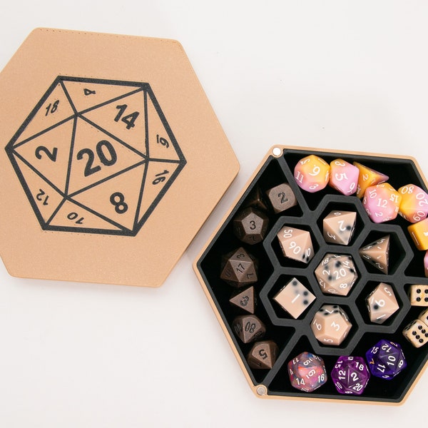 Dungeon and Dragons Dice Box • Hero Dice Vault • Multi Dice Storage • 4 Sets • Handmade RPG • Felt Lining • Dice Rolling Tray • Custom Color