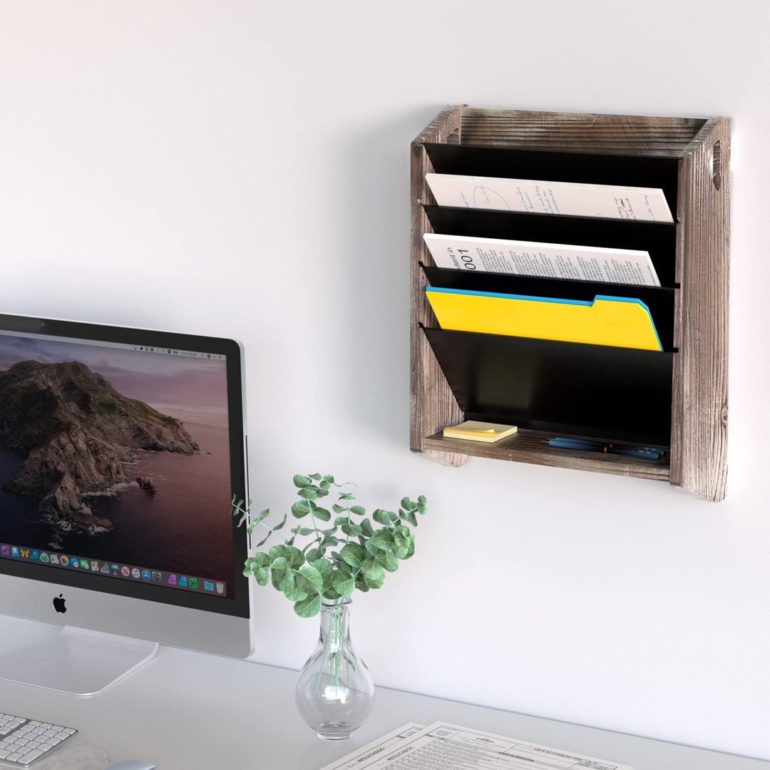 Wooden File Organizer Entryway Organizer Magazine File Holder Wall Organizer Wall File Organizer