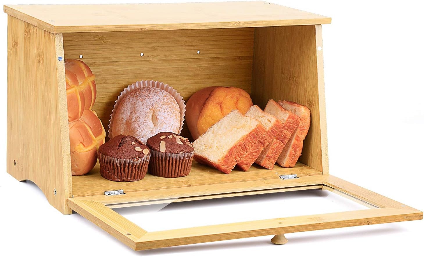 Large Bamboo Bread Box With Drawer Wood Bread Box Unique Bread Box Bread Storage Food Storage