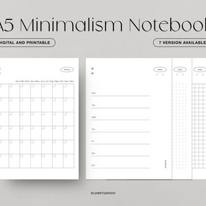 Cuaderno minimalista A5 y plantilla de horario (imprimible)