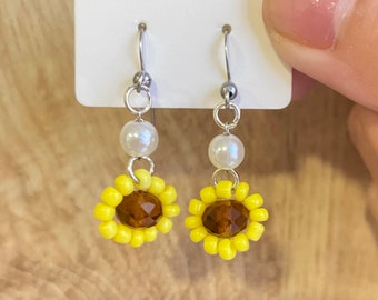 Personalized Earrings | Sunflower Earrings | Flower Earrings
