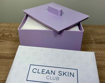Storage Box Towel Holder For Clean Skin Club XL Towels - Modern Organizer for Clean Towels XL - Light Pastel Purple