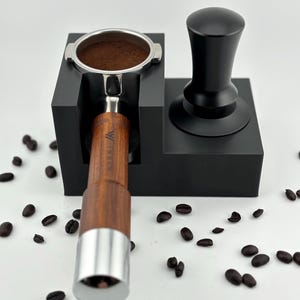 51mm Portafilter Tamping Stand and Holder for Espresso Makers - Fits Bottomless and Spouted 2 ear and 3 Ear Portafilters