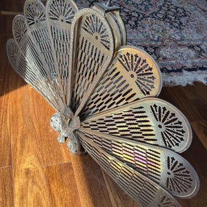 Gargoyle antique brass peacock fireplace screen, Fire place Fan, Solid brass