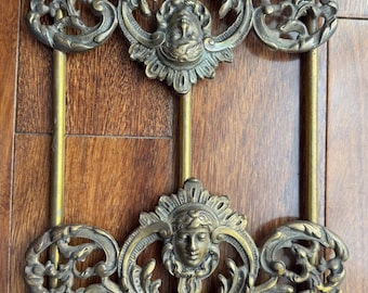 Art Nouveau Brass Book Rack: Telescoping Angel Cherub Design