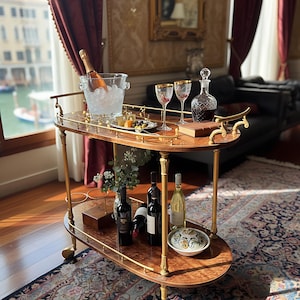 Heldense ヴィンテージ バーカート ティートロリー マホガニー×真鍮 Antique Vintage Brass Tea Cart - Etsy