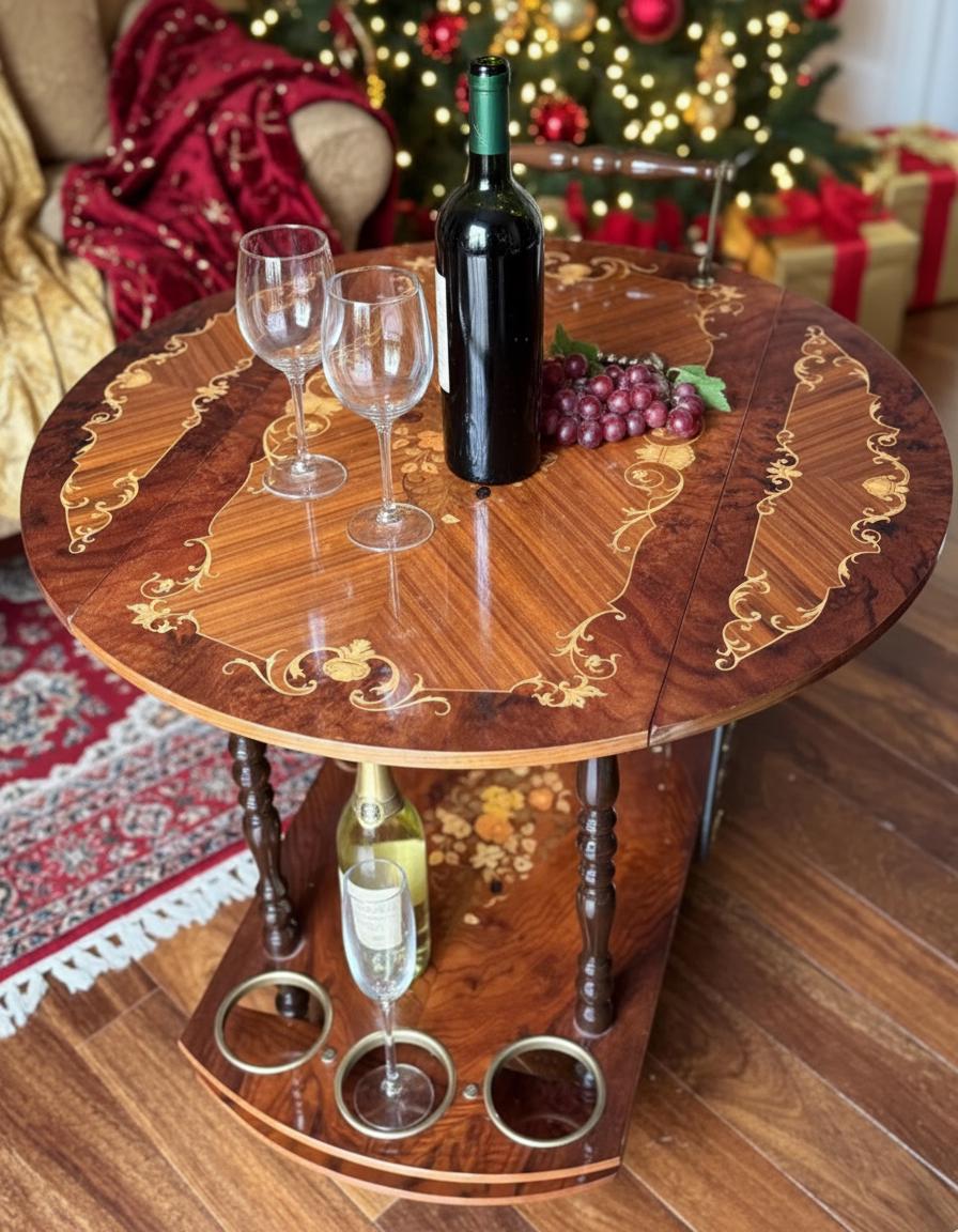 Vintage Italian Marquetry Bar Cart - Etsy
