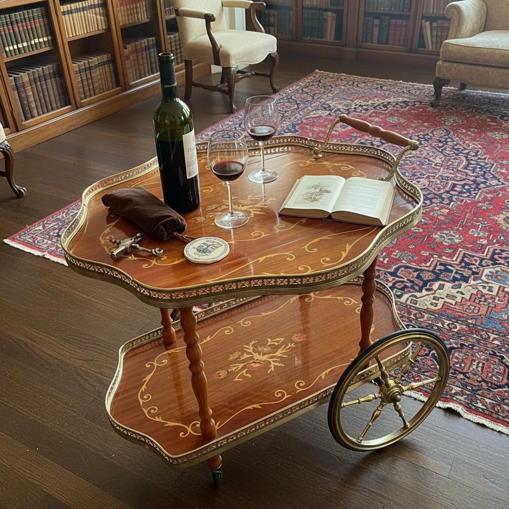 Vintage Italian Marquetry Bar Cart - Etsy