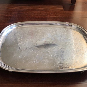 WM Rogers Silverplate floral verziert großes Tablett vintage