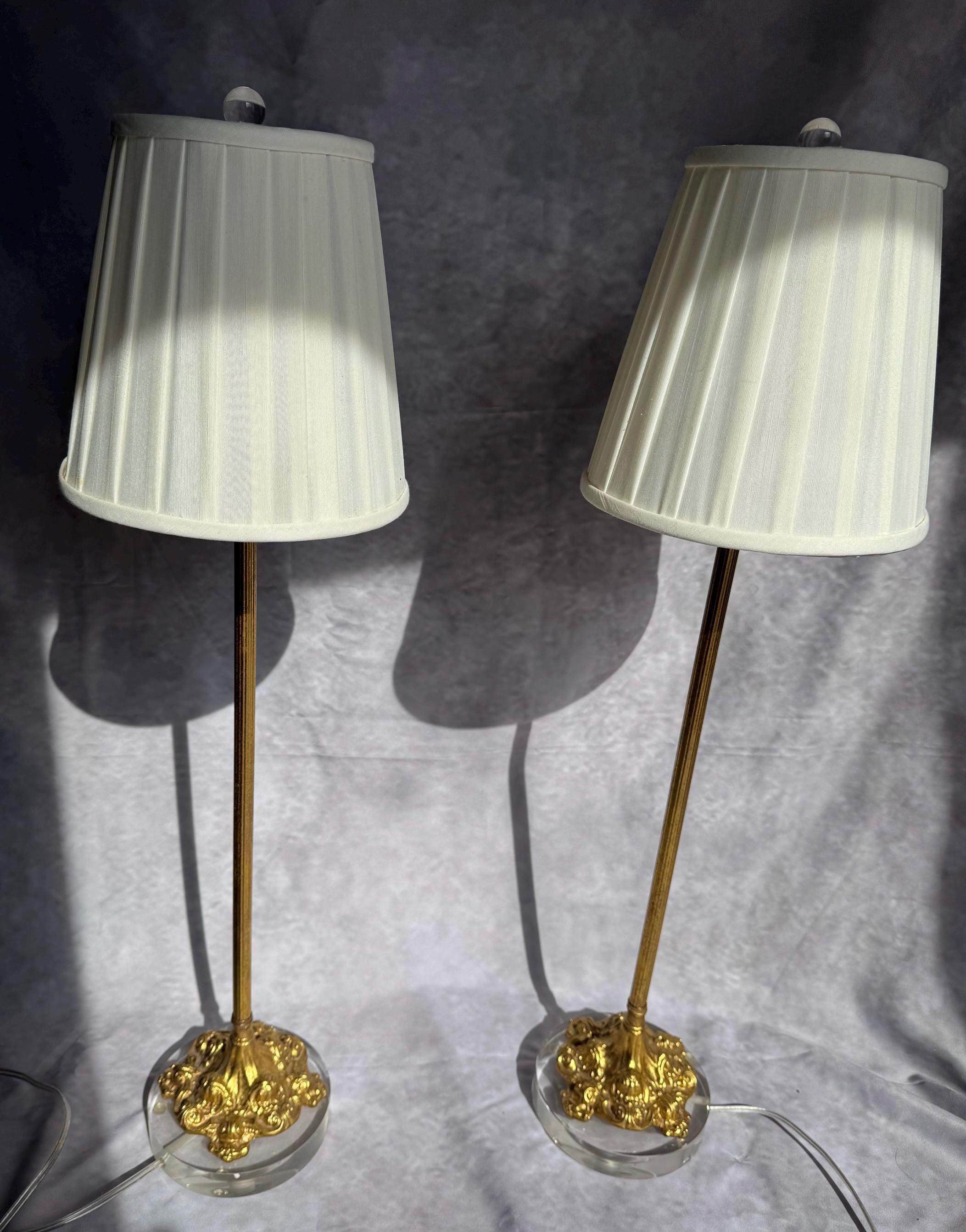 Pair Vintage gold gilt Portable Table Lamp