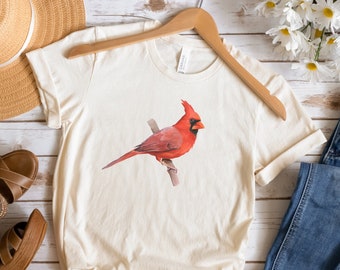 Cardinal Bird Shirt, Minimalist Bird Shirt, Summer Clothing, Summer T-Shirt, Bird Lovers Gift, Cardinal T-Shirt, Bird Shirt, Mom Tee