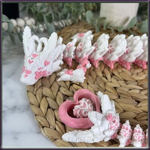 Heart Dragon - 3D Printed - Cinderwing Design - Articulated Novelty Item Toy Fidget Unique Gift Stress Toy Love Valentine's Day