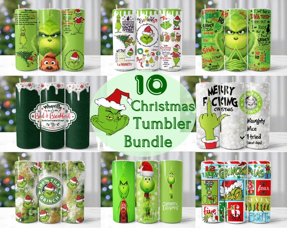 3D Inflated Christmas Character Grinch Tumbler PNG