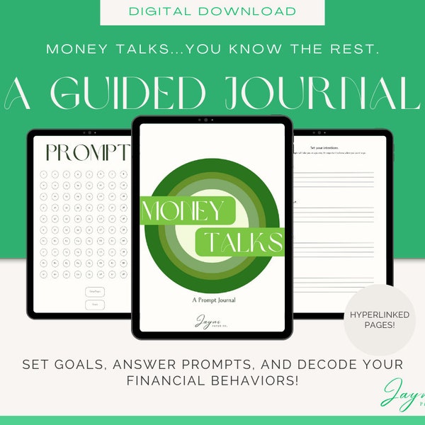 Money Talks | Financial Prompt Journal | Digital Guided Journal | Minimalist Journal | GoodNotes & Notability