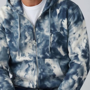 Blue Glass Watercolor Tie Dye Hoodie, Unisex Custom Order