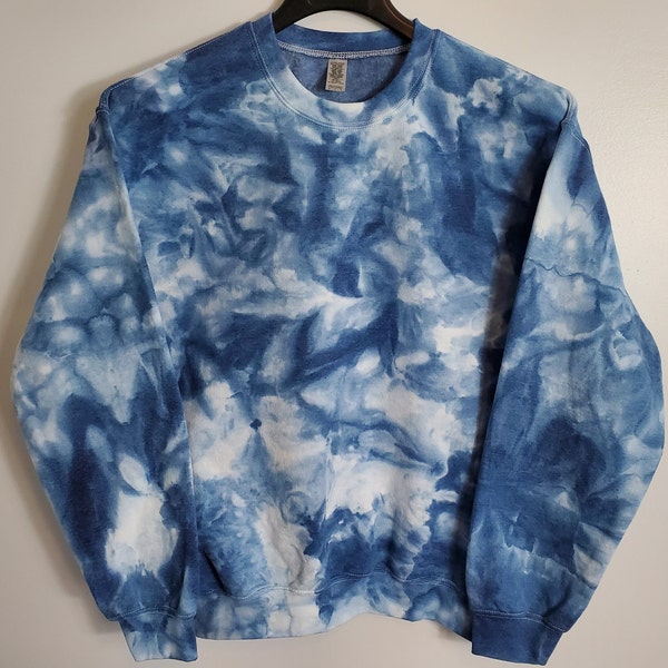 Blue Glass Watercolor Custom Order Tie Dye Sweatshirt or Hoodie, Ice Tie Dye Hoodie, Tie Dye Sweatshirt, Unisex Tie Dye