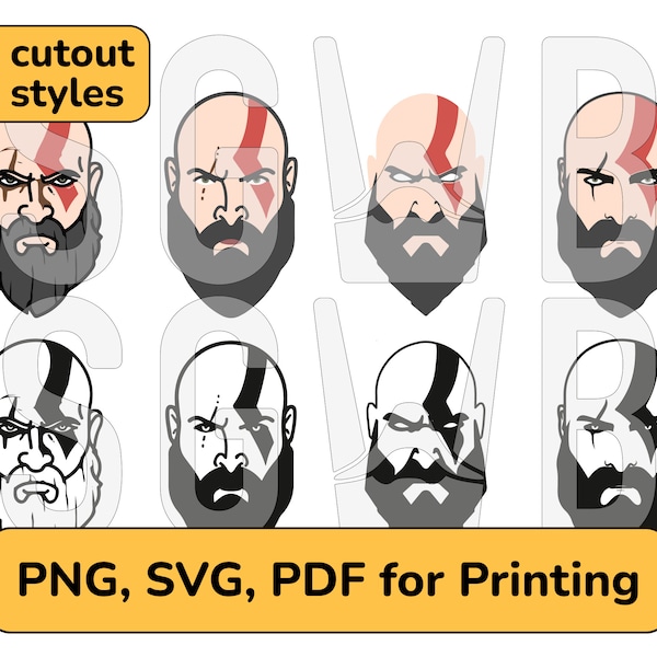 Kratos svg, GOW God of War Minimalistic png, God of war svg, Kratos God of War, God of War Files for Cricut, God of War Ragnarok art