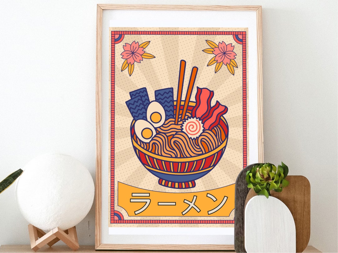 Ramen Poster, Japanese Vintage Food Wall Art, Chef Print, Modern