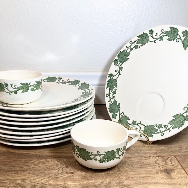 Antique English Ivy Patterned Dinnerware by Royal China