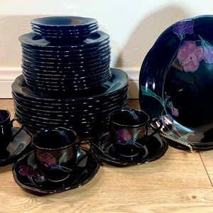 Vintage Mikasa Tango Rondo Black Floral Dinnerware image 2
