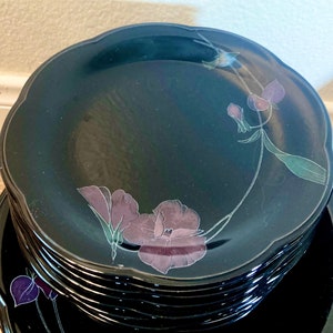 Vintage Mikasa Tango Rondo Black Floral Dinnerware image 3